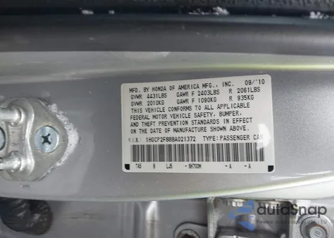 2011 Honda Accord 2.4 Ex-L z USA, uszkodzony, nr VIN 1HGCP2F88BA021372